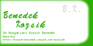 benedek kozsik business card